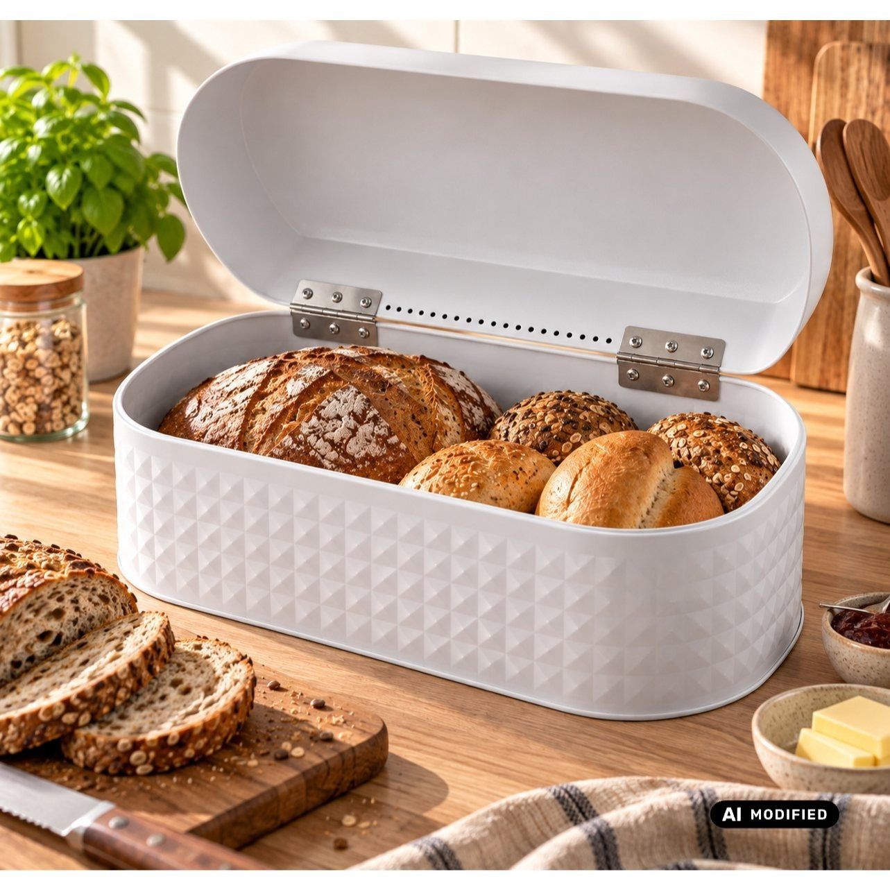 Image of Bread Bin With Lid 43.5 X 22 X 21.5 Cm Bread Box Bread Box Case For Bread Storage Bread Box For Bread And Roll Storage Food Container Bread Storage Container
