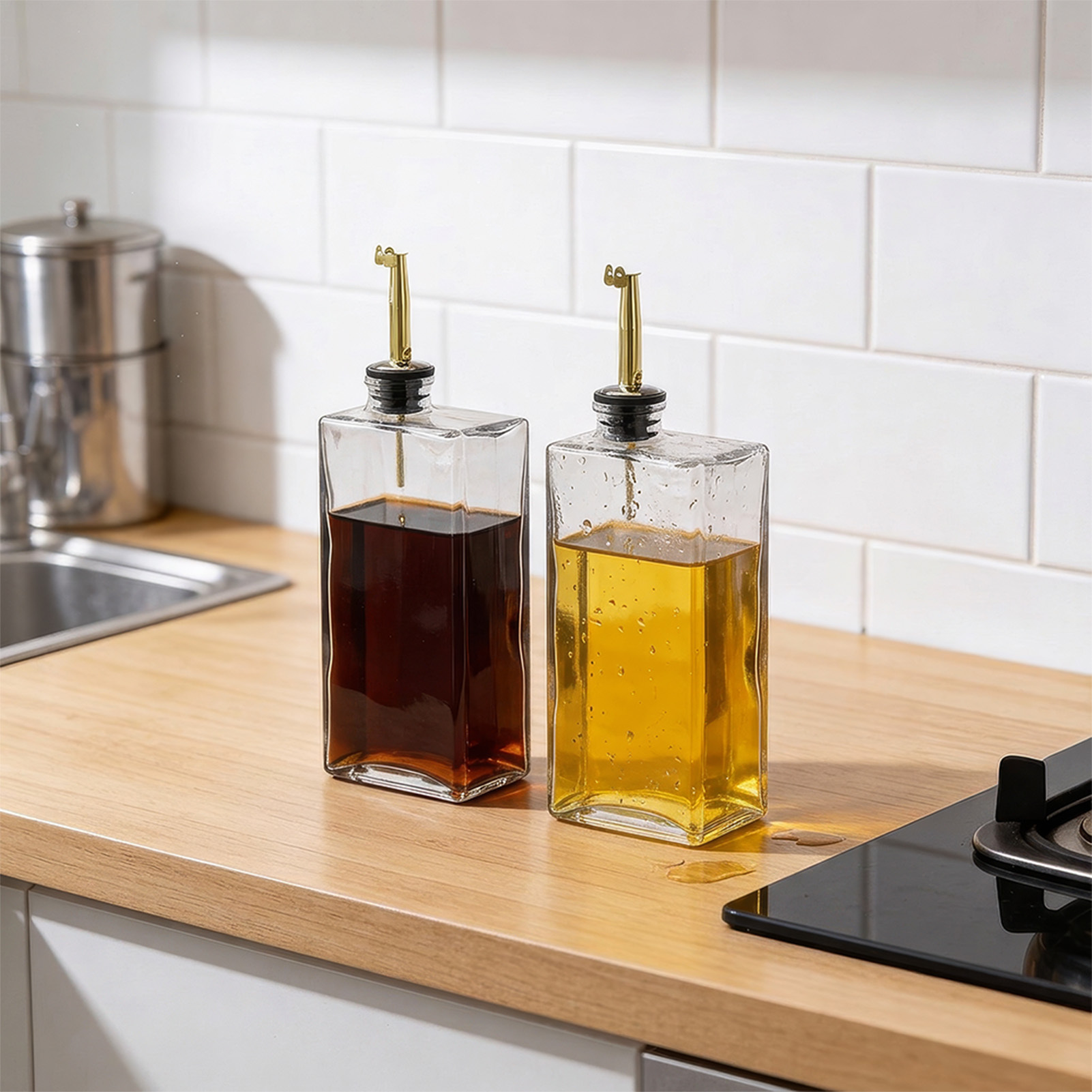 TEMU 2pcs 350ml Olive Oil Dispenser Set For Kitchen, Cooking, Oil Vinegar Soy Sauce Coffee Syrup Dispenser Bottle, Suitable For Liquid Condiment