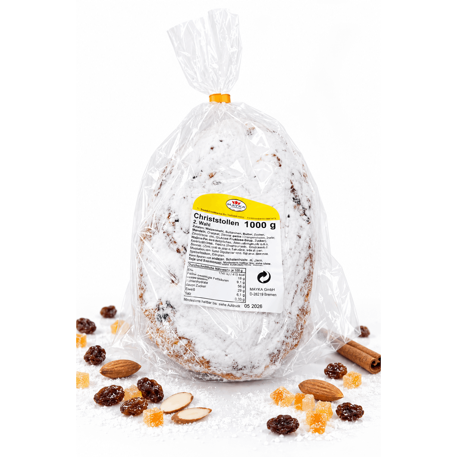 Image of 2. Dr. Quendt Dresden Christmas Stollen 1kg - Classic, Fruity Christmas Stollen For Festive Occasions And Special Moments Of Enjoyment