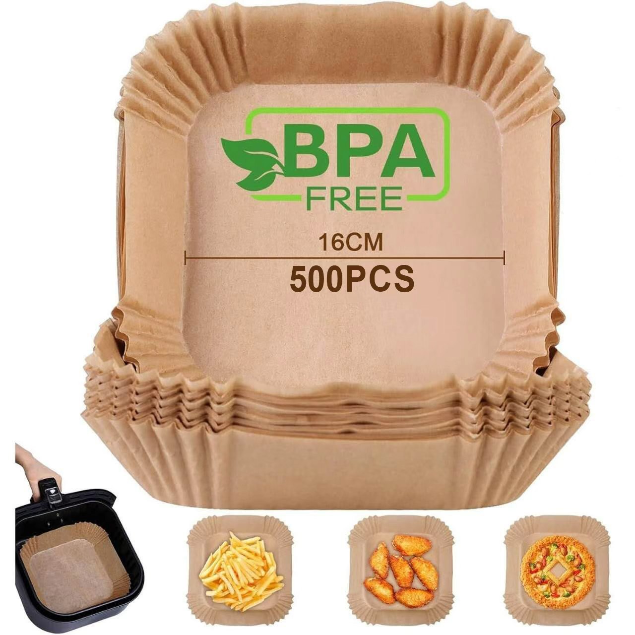 Image of Air Fryer Paper, 500pcs 16 Cm Round Parchment Paper Food-grade Bpa-free Anti-adhesive Oil Paper For 3-4.5l Air Fryer And Microwave, Disposable Paper Liner For Air Fryer
