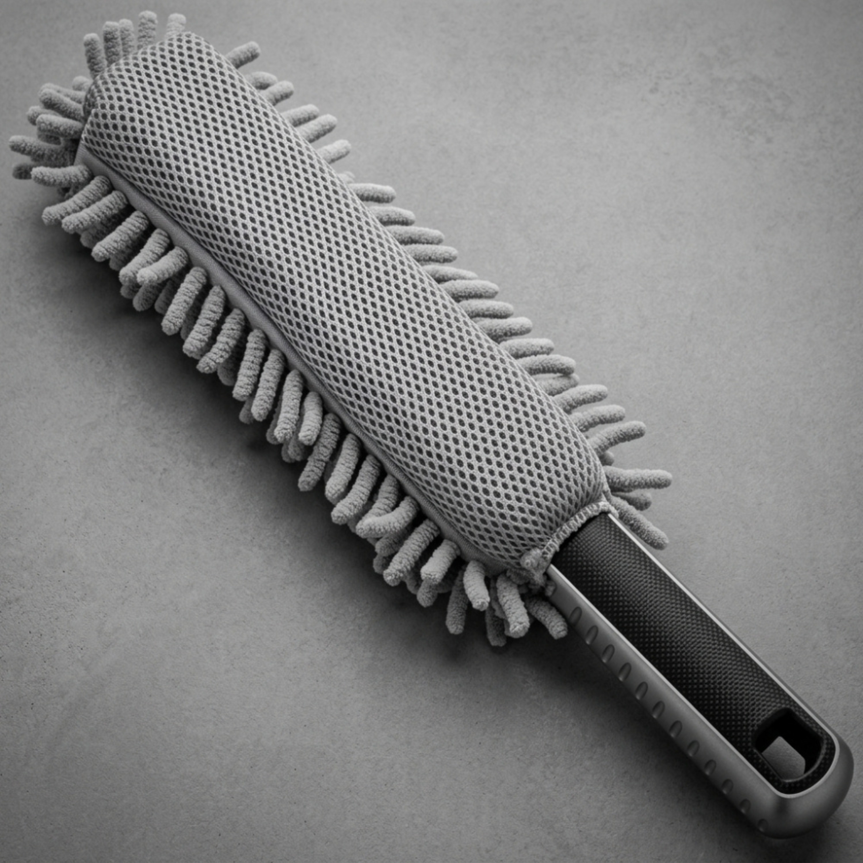 Image of Microfiber Rim Brush For Car And Motorcycle With Sponge, Flexible 35 Cm, 2-sided Brush, Rim Cleaner, For Aluminum And Steel Rims, Gentle, Soft, Cleaning Brush, Lightweight, With Rubberized Handle