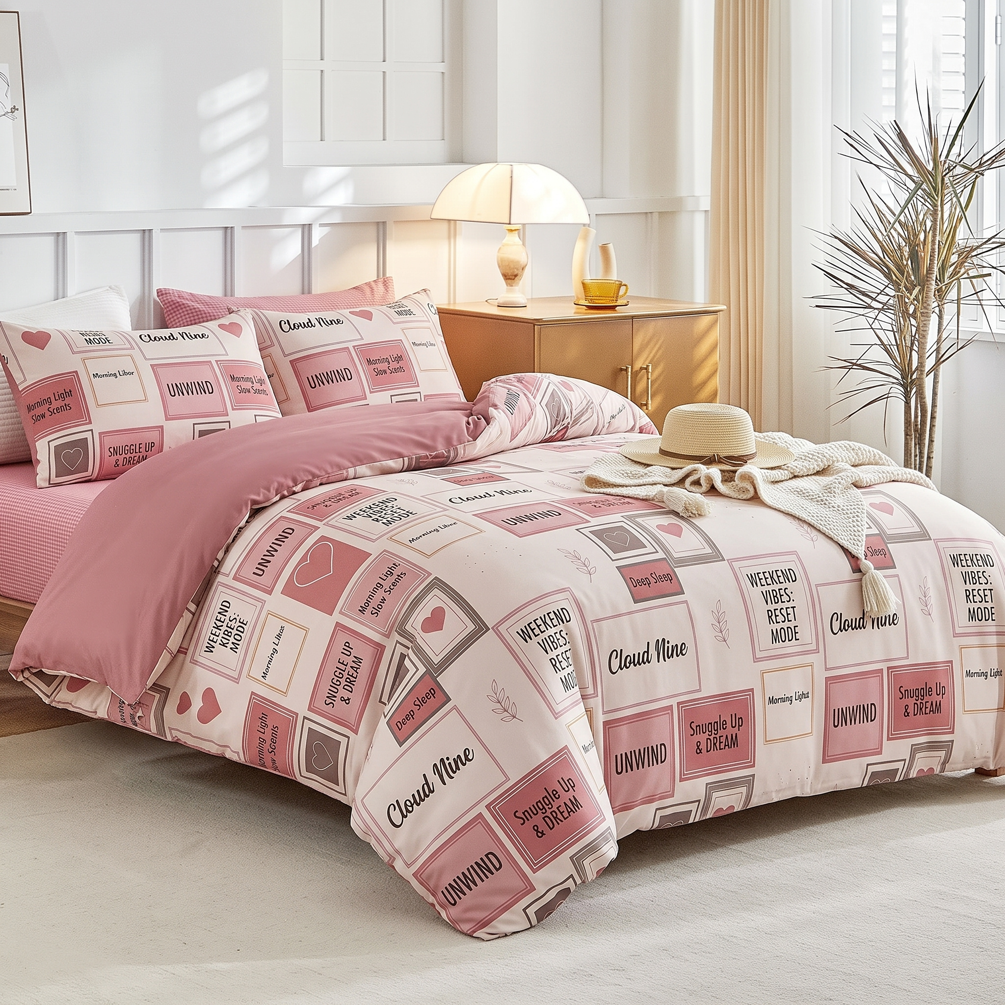 TEMU 4pcs Duvet Cover Set With Fitted Sheet & Pillowcases – Modern Printed Bedding Set – Soft Double King Single Bed Covers – Stylish Bedroom Bedding