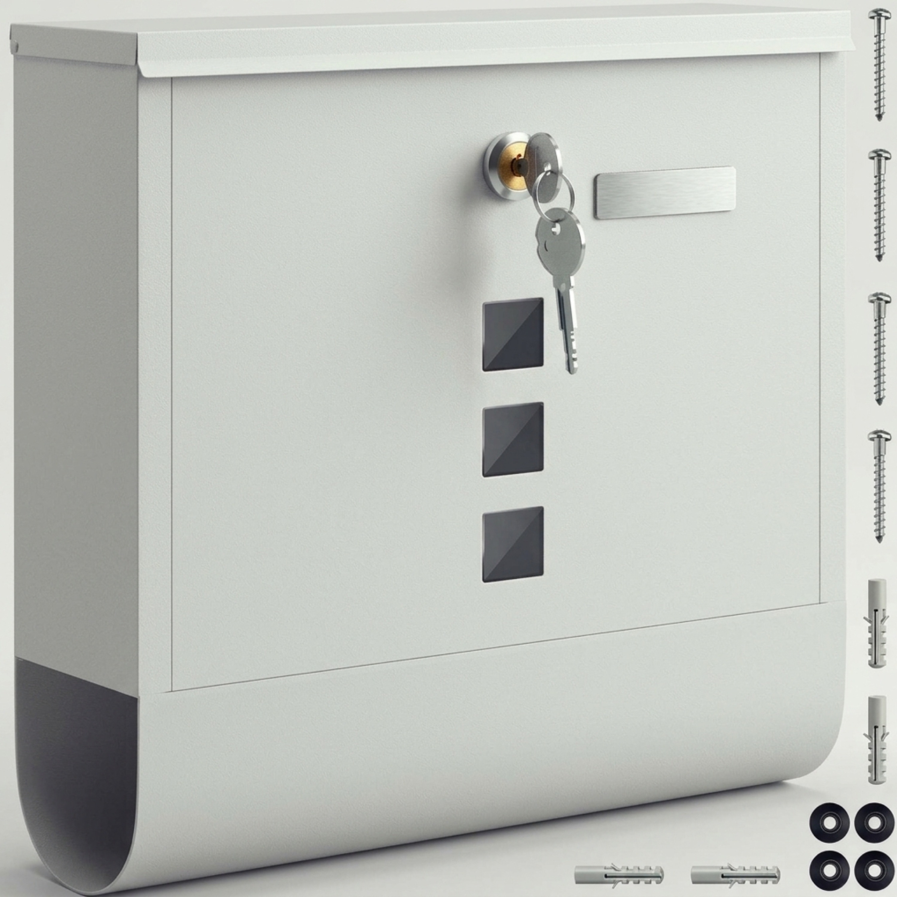 Image of Mailbox With Cross Lock, Cylinder, Rotatable Cover, 31x10x34 Cm, Viewing Window, Nameplate, Newspaper Compartment, , Alloy Steel, 2 Keys, White