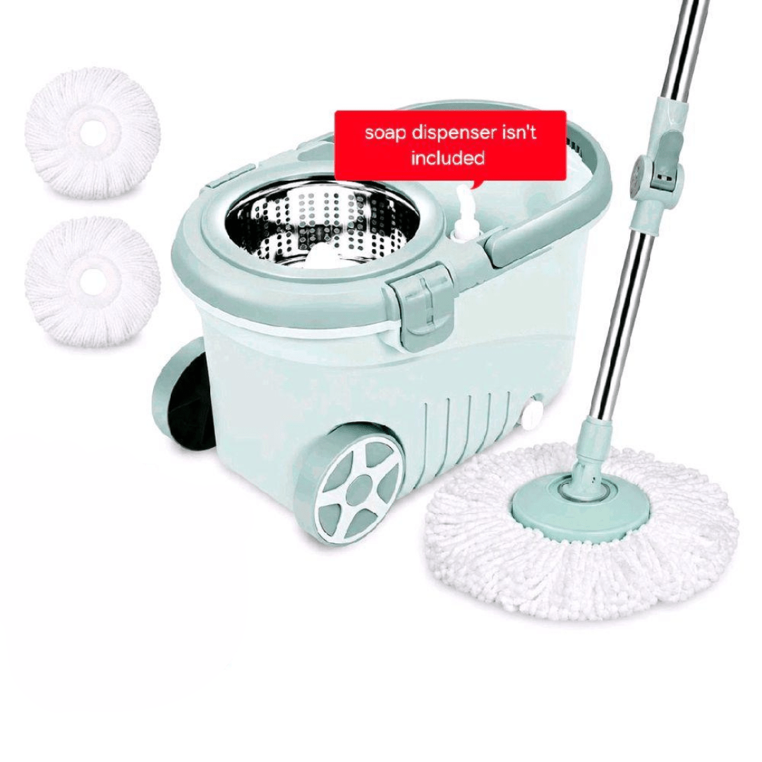 TEMU Spin Mop And Bucket, Mop, Dust Removal Tool Integrated Soak And Rinse Function, With 2 Microfiber Mop Heads, Hands- Mop, Retractable Stainless