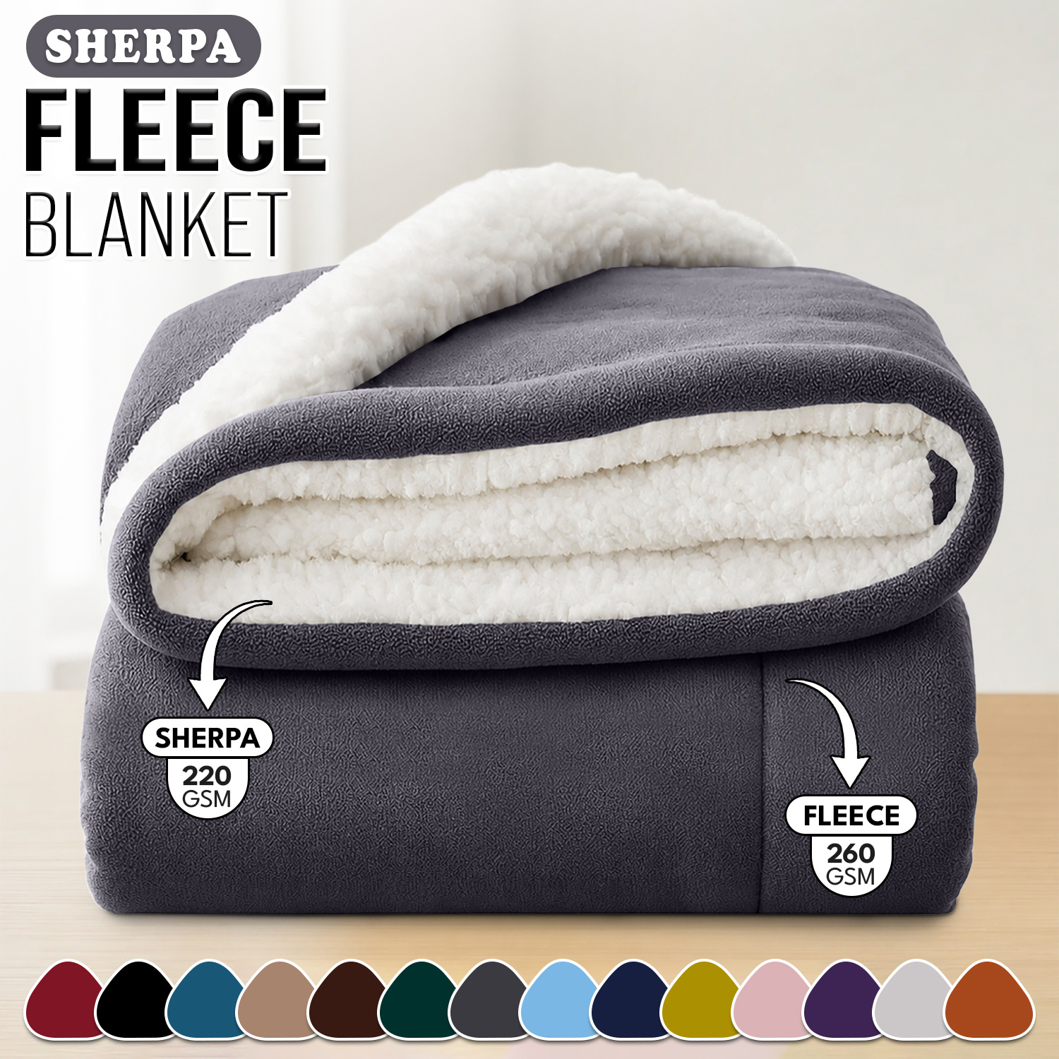 TEMU Soft Cozy Sherpa Blanket, Double-sided Throw Blanket, Contemporary Design, Warm Throw For Couch, Bed, Office And Travel, Versatile , Gift