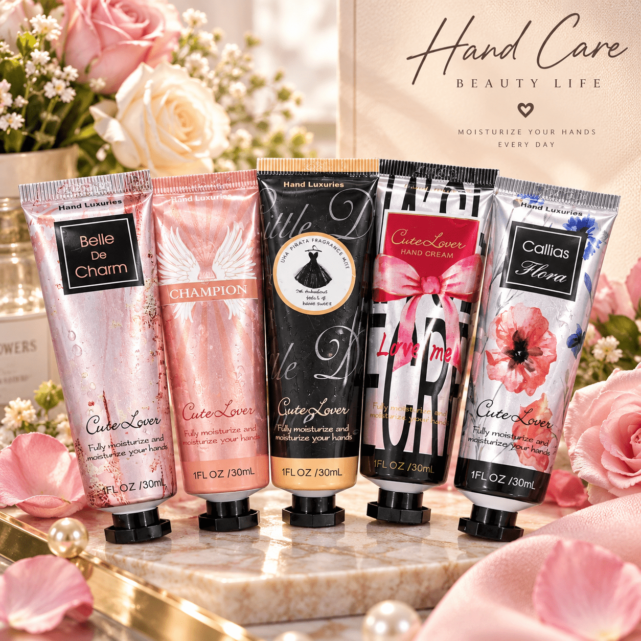 TEMU Coffret de 5 Crèmes pour 30 ml – Soin Hydratant Parfumé, Texture Douce, Cadeau Femme
