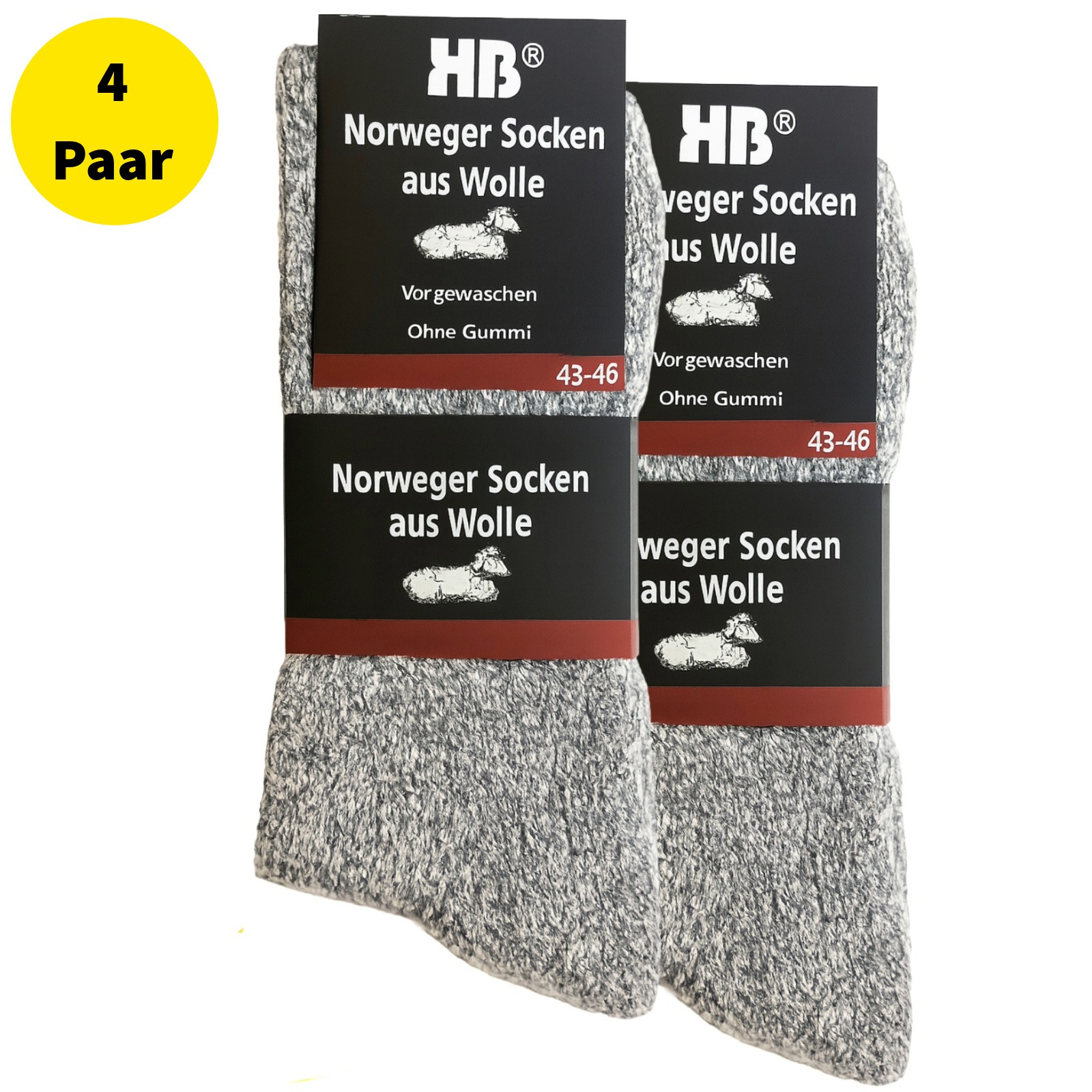 TEMU 4 Paar Norwegersocken Wollsocken Wadensocken Damen Herren mit Frotteesohle grau Größe 39–42, 43–46 und 47–50