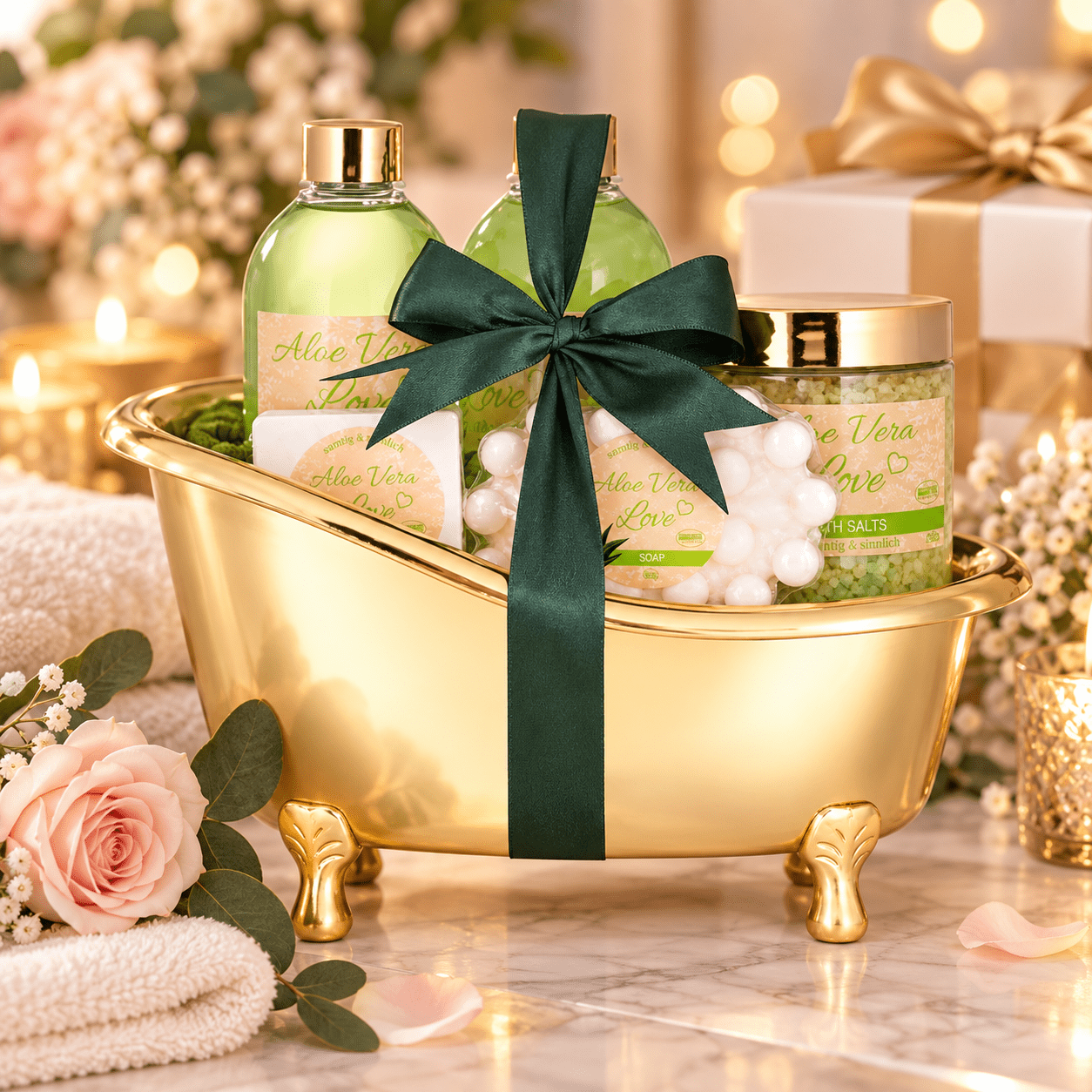Image of Brubaker Cosmetics Aloe Vera Set With Golden Bathtub 6pcs