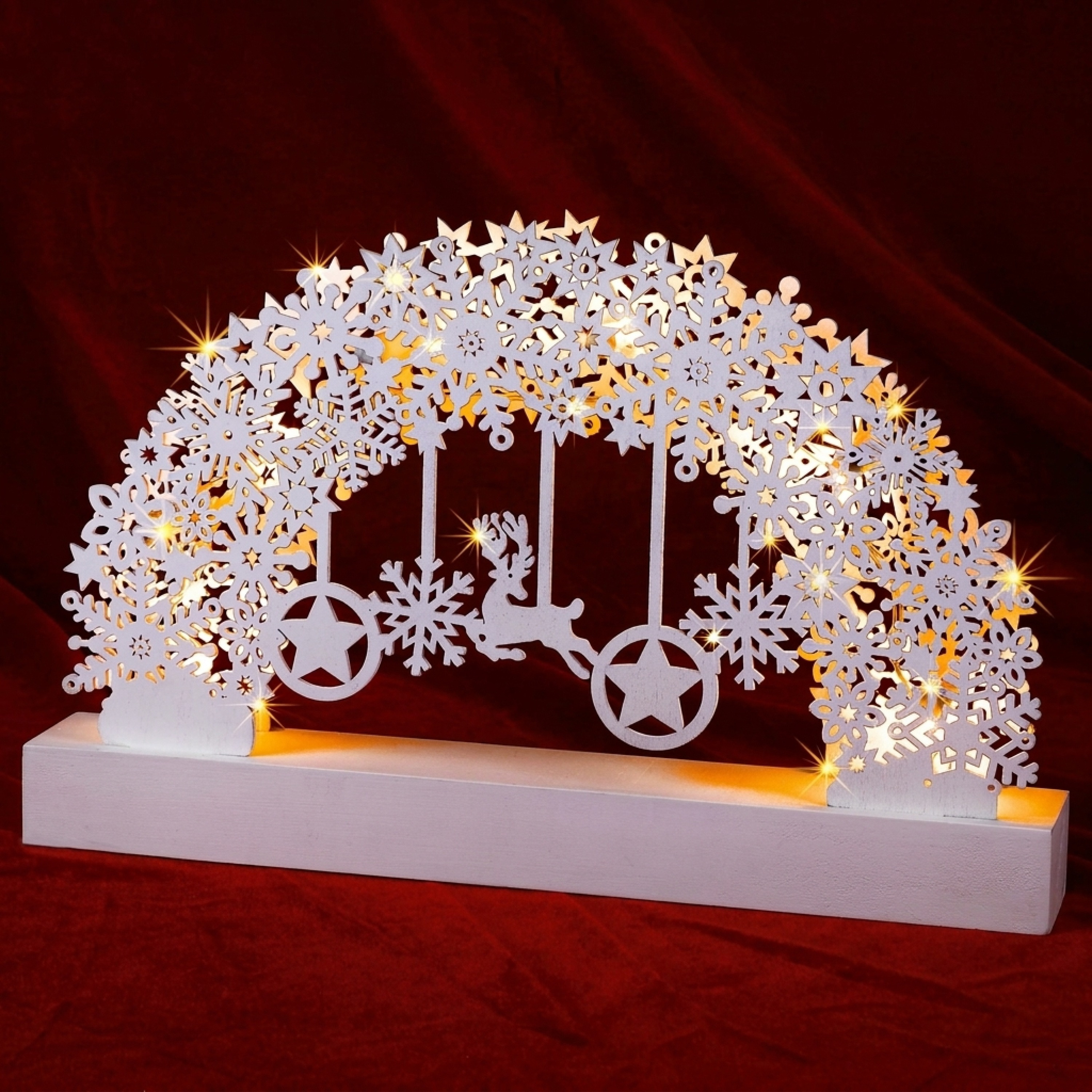 Image of Christmas Candle Arch, Battery Operated, Timer, Wireless, Wooden Led Lighting, Decorative Light Arch, Christmas Decor, Swinging Arch, Light Wreath, White