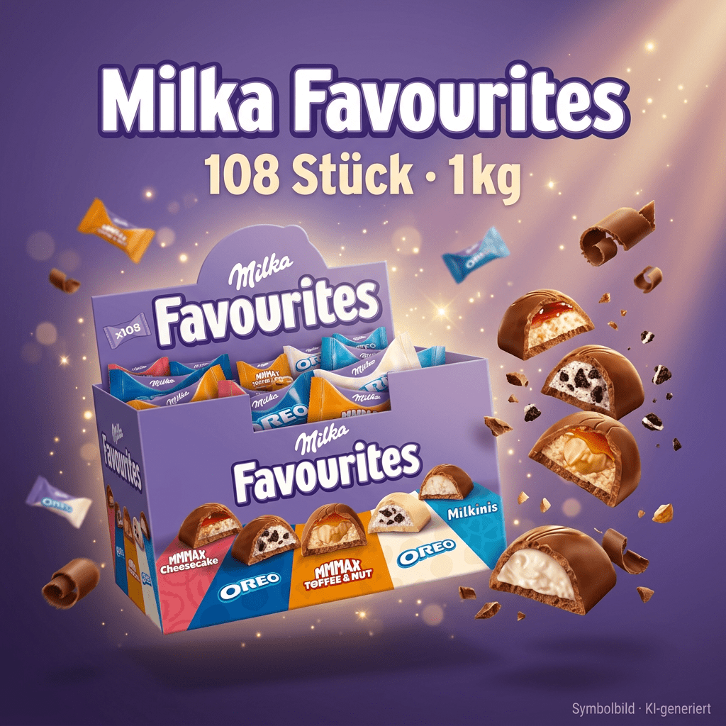 Image of Milka - Favorites Mix 5 Varieties - Cheesecake Toffee Milkinis - 108x Individually Wrapped 1kg
