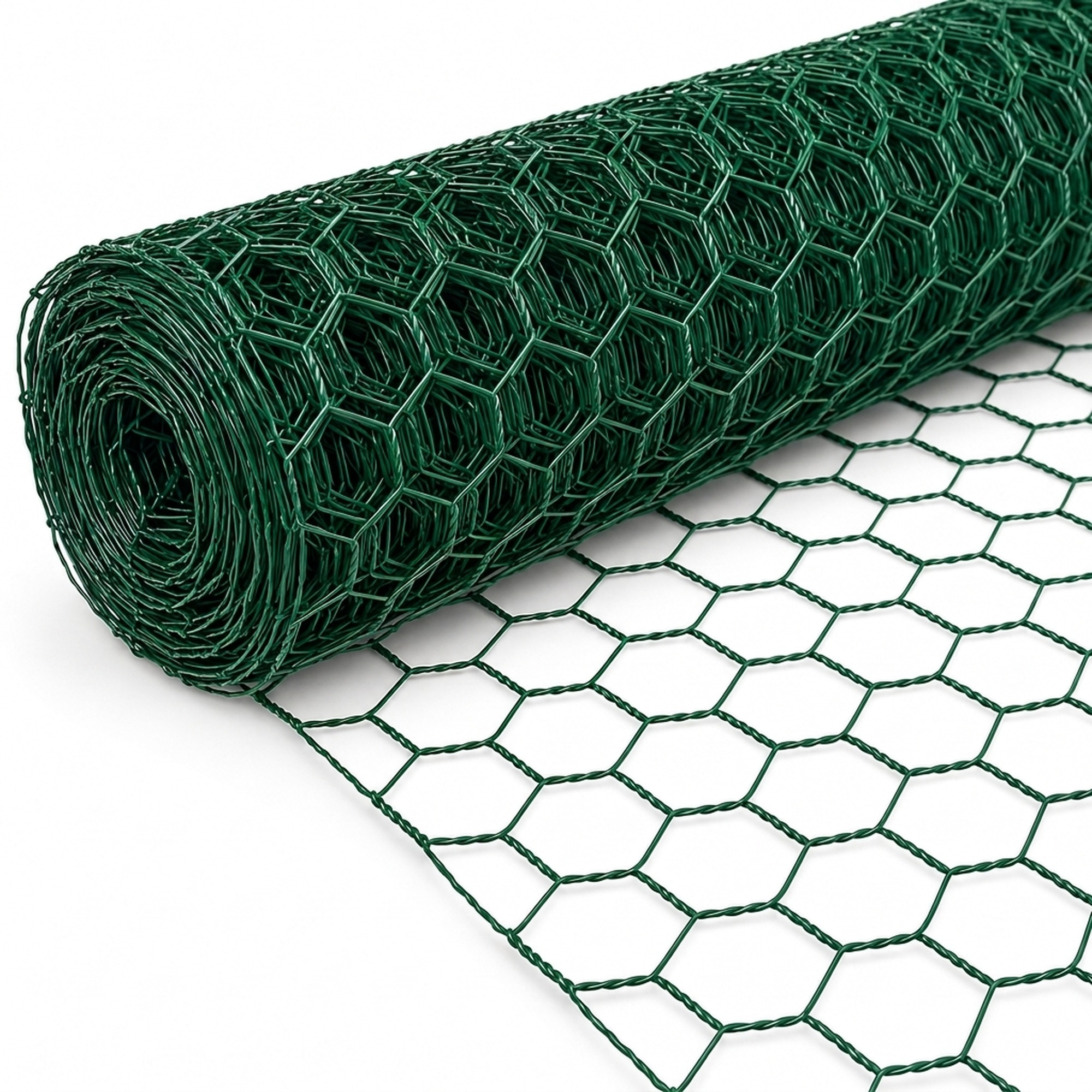 TEMU Mini rollo de malla metálica plastificada de triple torsión 19 mm, 0,5 x 10 m, red hexagonal verde para gallinero, , cercado de plantas y