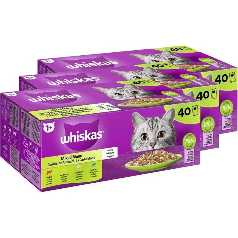 Image of Whiskas® Pouch Multipack 1+ Mixed 3 X 40 X 85g