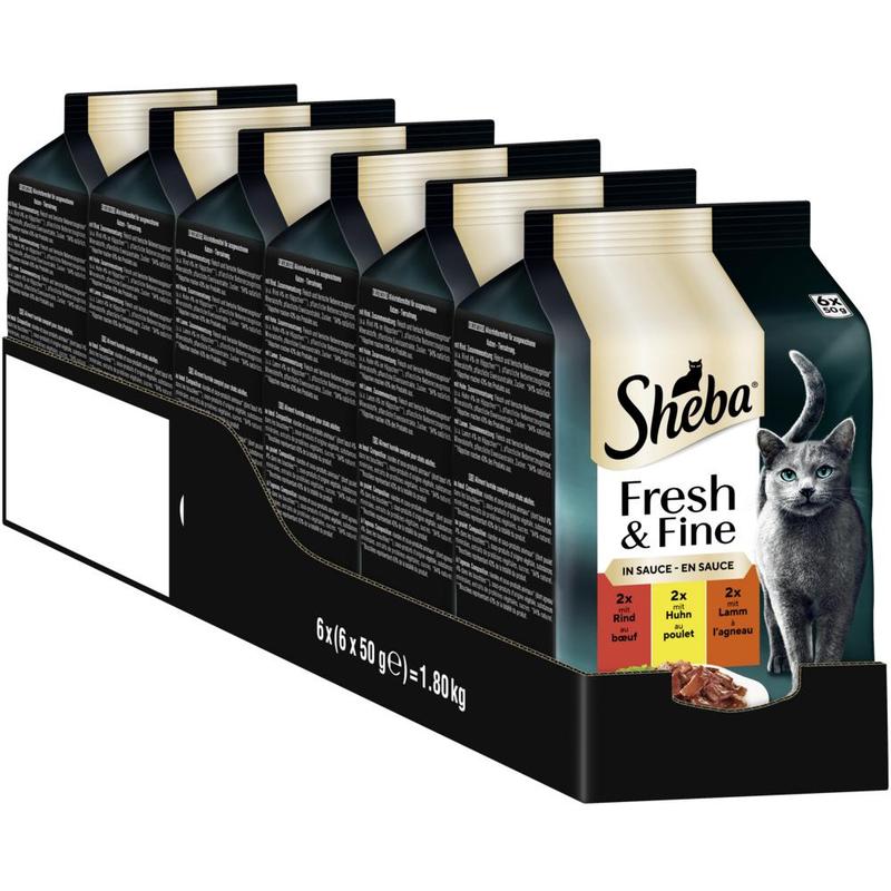 Image of Sheba® Fresh & Fine In Sauce With Beef, Chicken And Lamb X 50g