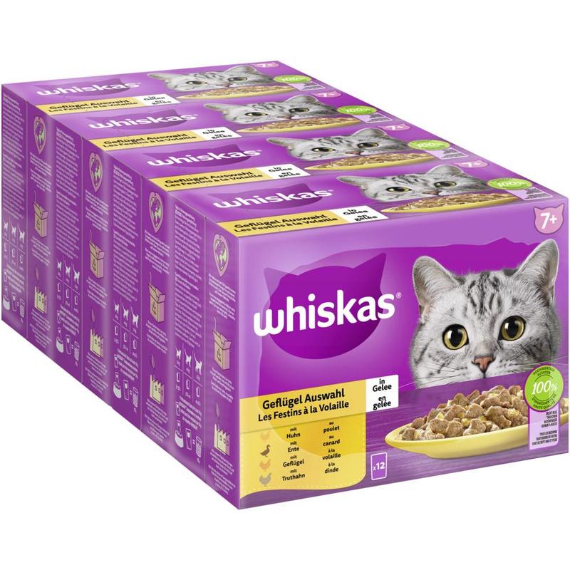 Image of Whiskas® Portion Pouch Multipack 7+ Poultry 4 X 12 X 85g