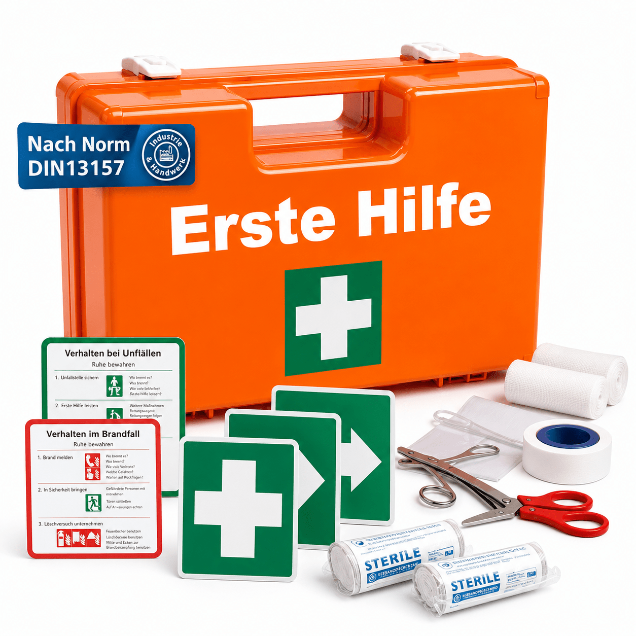 Image of Kit - Case For Companies & Businesses - Bandage Box Orange With Sticker & Wall Mount