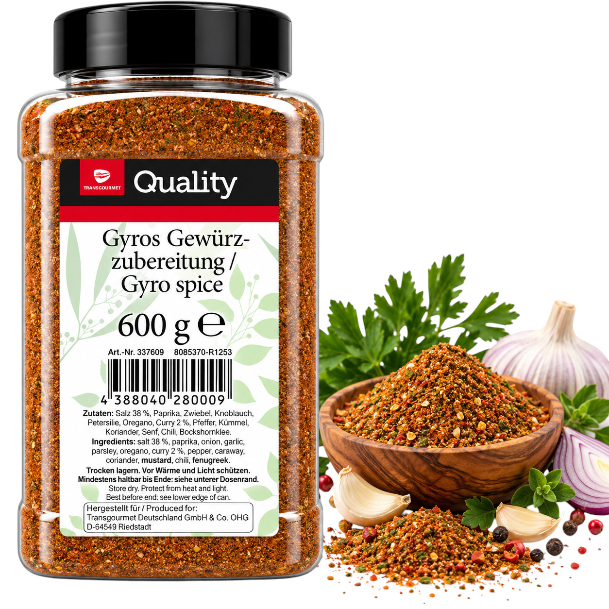 Image of Tgq Gyros Spice Preparation 600g - Spice Mix With Paprika, Oregano & Garlic - For Gyros, Grilled Meat, Chicken, Lamb & Pan Dishes - Storage Tin