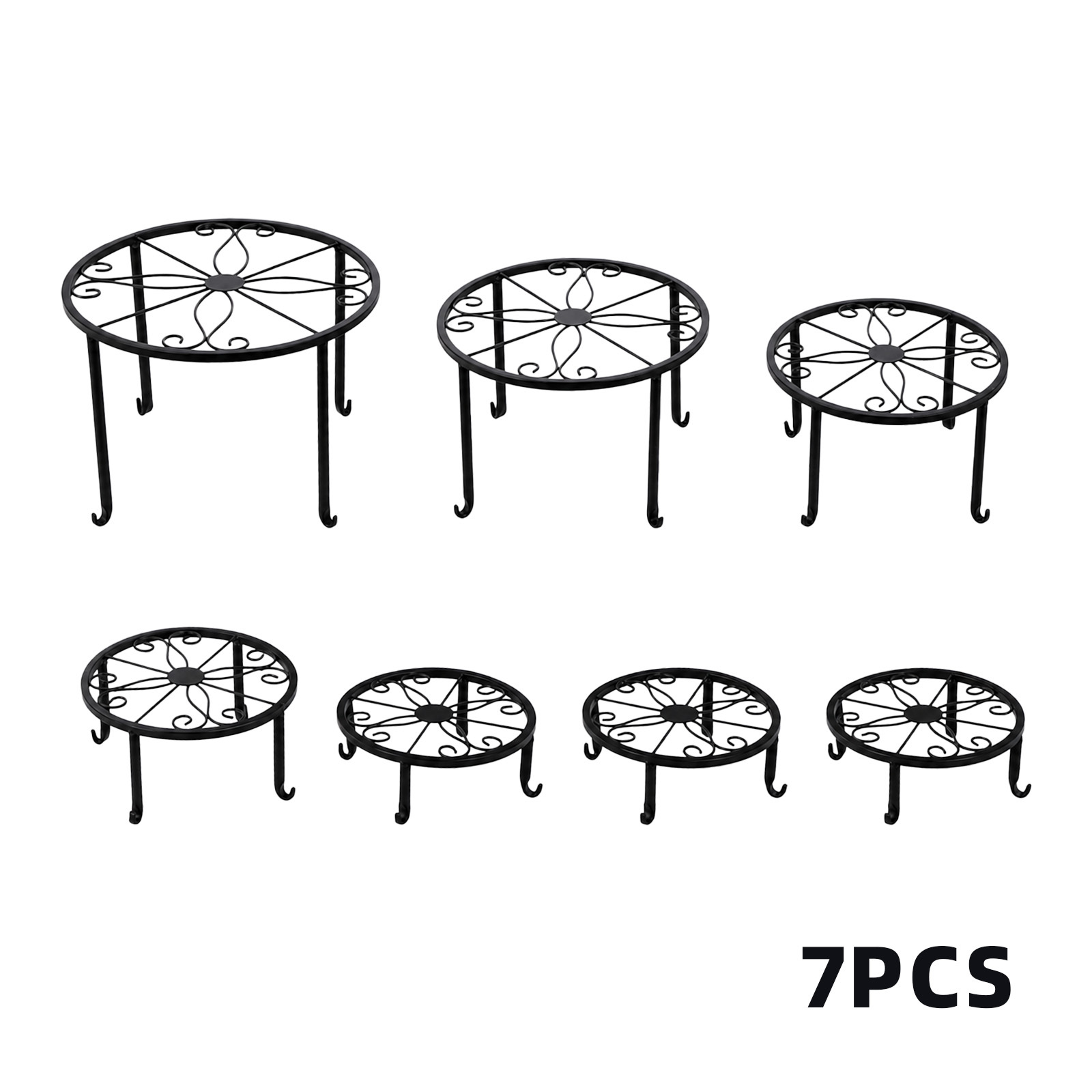Image of 7pcs Set Of Round, , And Multifunctional Metal Plant Stands; Rust-resistant And Suitable For Indoor And Outdoor Use – Ideal For Decorating Living Rooms, , Gardens, And Many Other Areas.