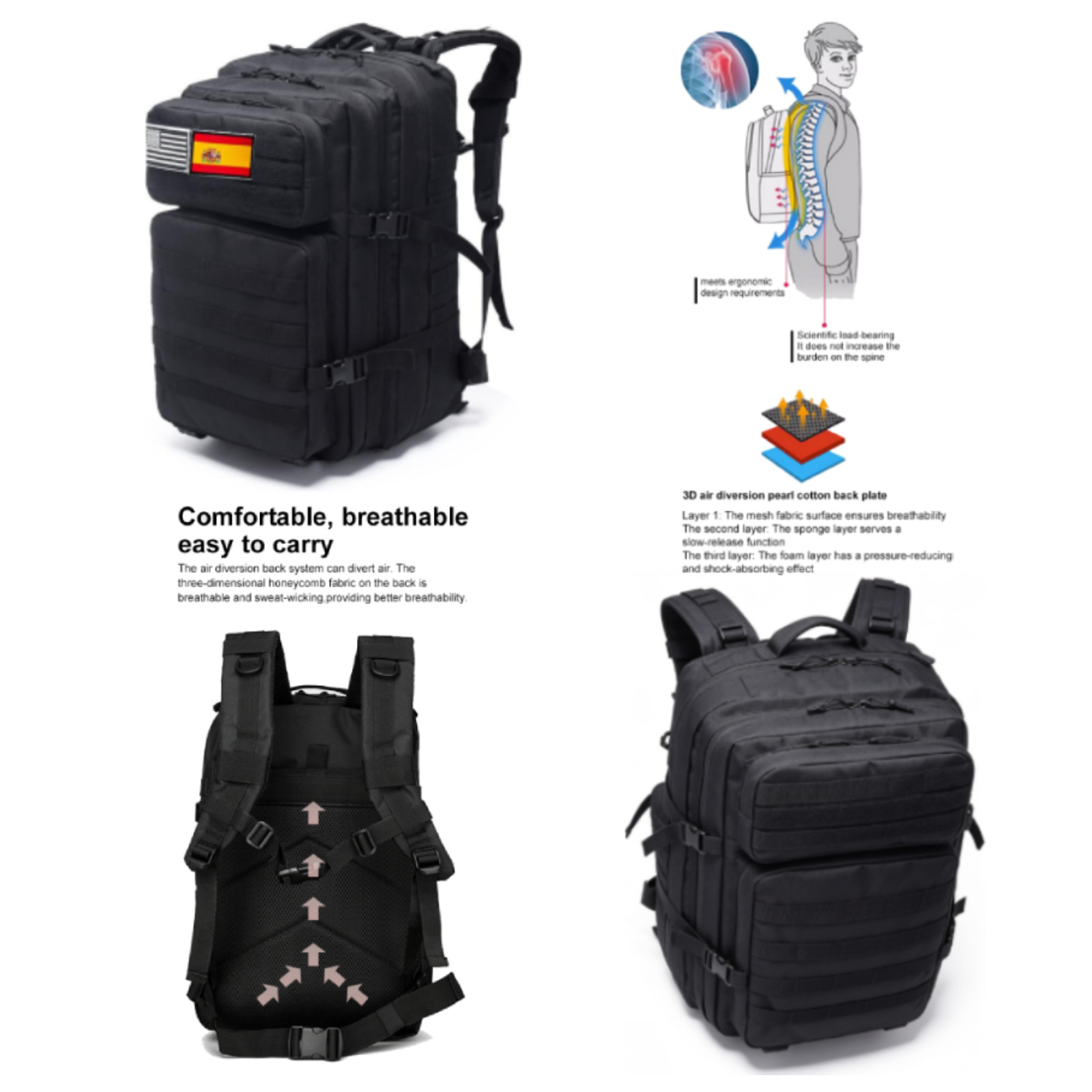 TEMU Mochilas táctica 45L Gran Capacidad Mochila Crossfit Plegable Mochila para acampar,mochilas de senderismo, trekking mochila para viajes