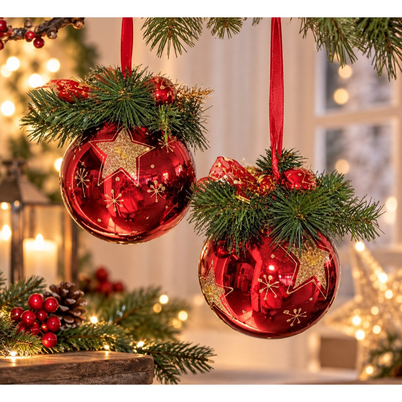 TEMU Set Of 2 Large Christmas Ornaments With Hanging Decorations
