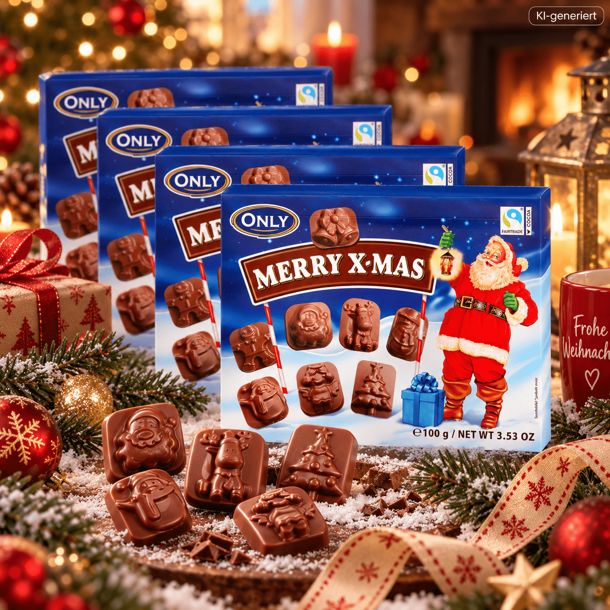 Image of Only Merry X-mas Milk Chocolate Figures – 4 X 100 G – Christmas Chocolate Figures In A Multipack