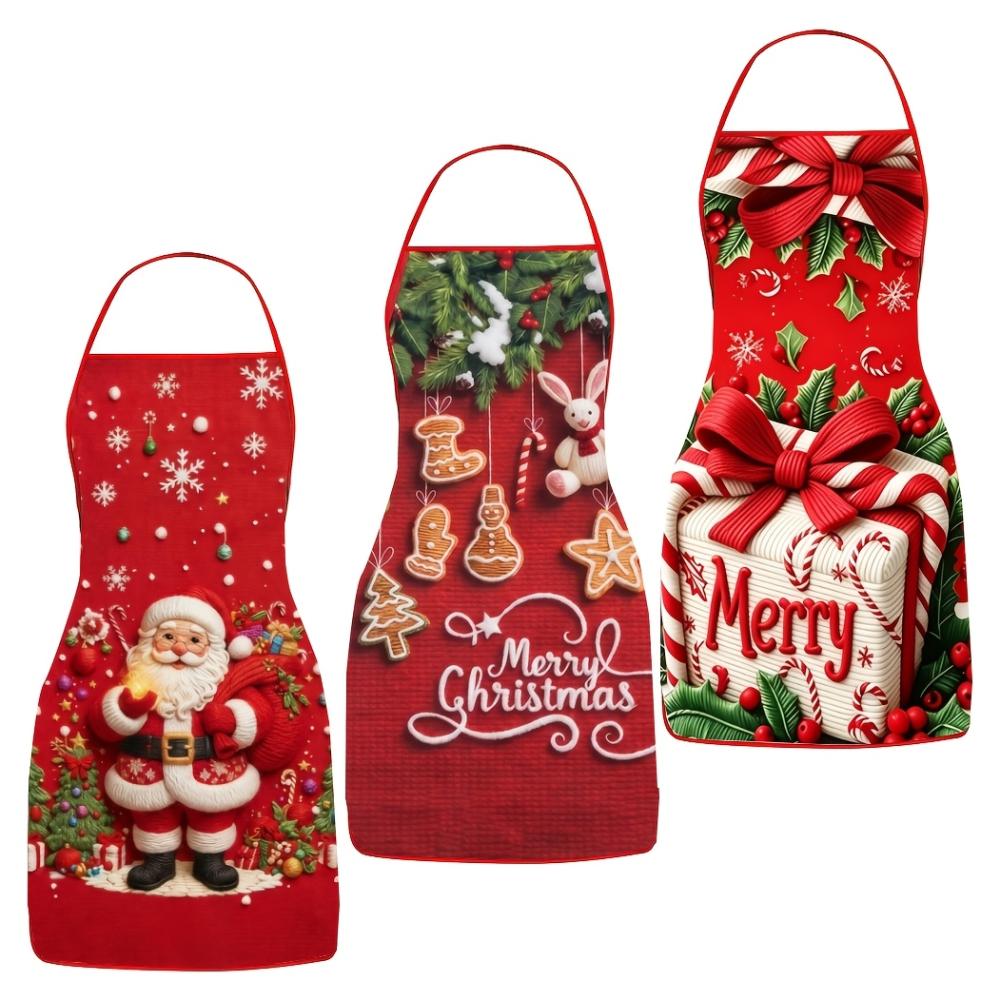 TEMU 3pcs Christmas Decoration Aprons, 27.3x31.2 Inches, Santa Claus Christmas Gift Aprons, Men And Women Universal Aprons, Suitable For Christmas