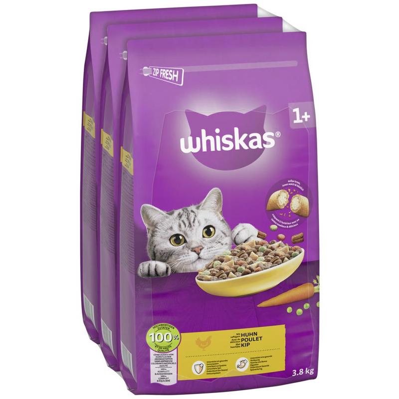 Image of Whiskas® Bag Dry Adult 1+ With Chicken 3 X 3.8kg