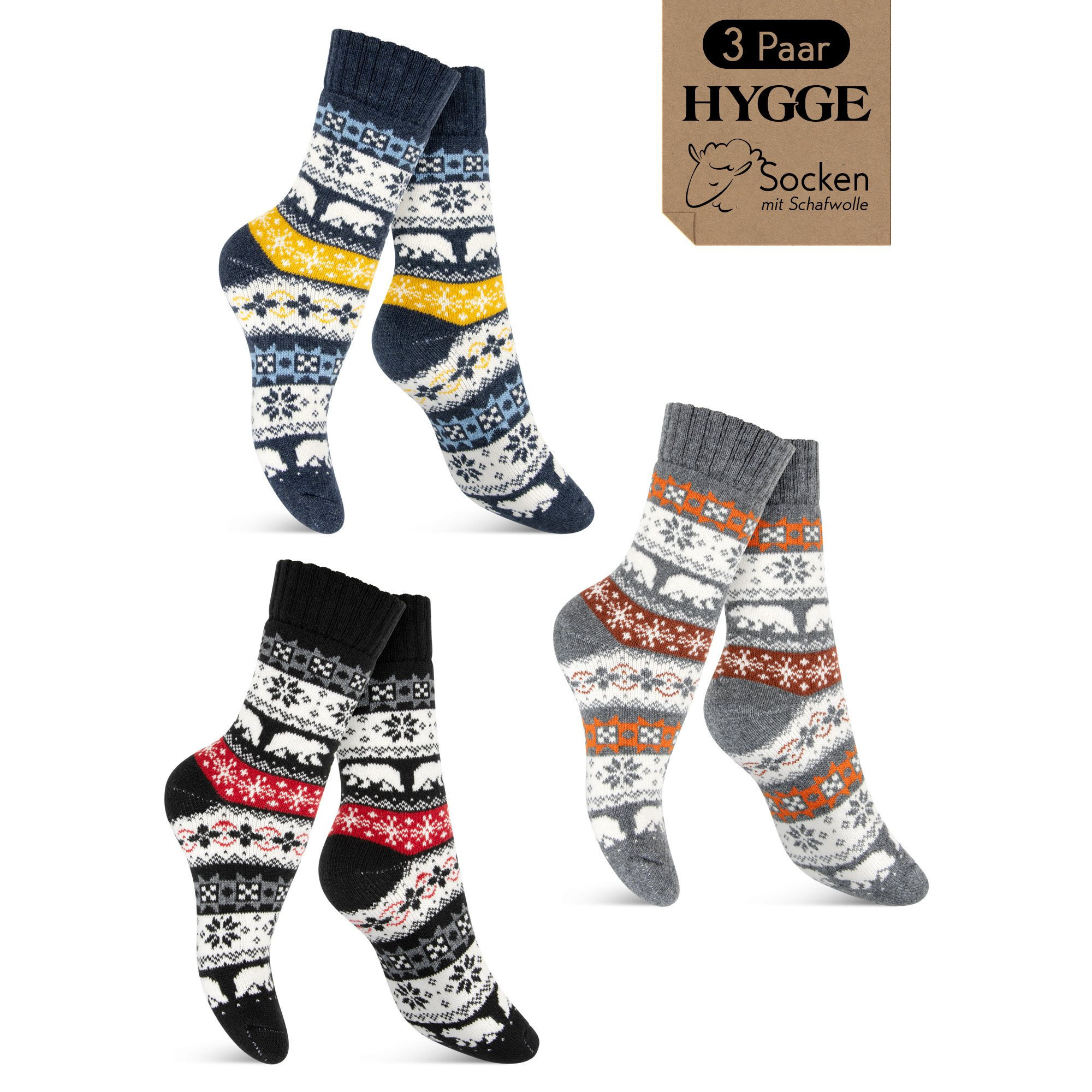 Image of Thermal Winter Socks In Design (2-pack/3-pack) – Soft Wool Socks For