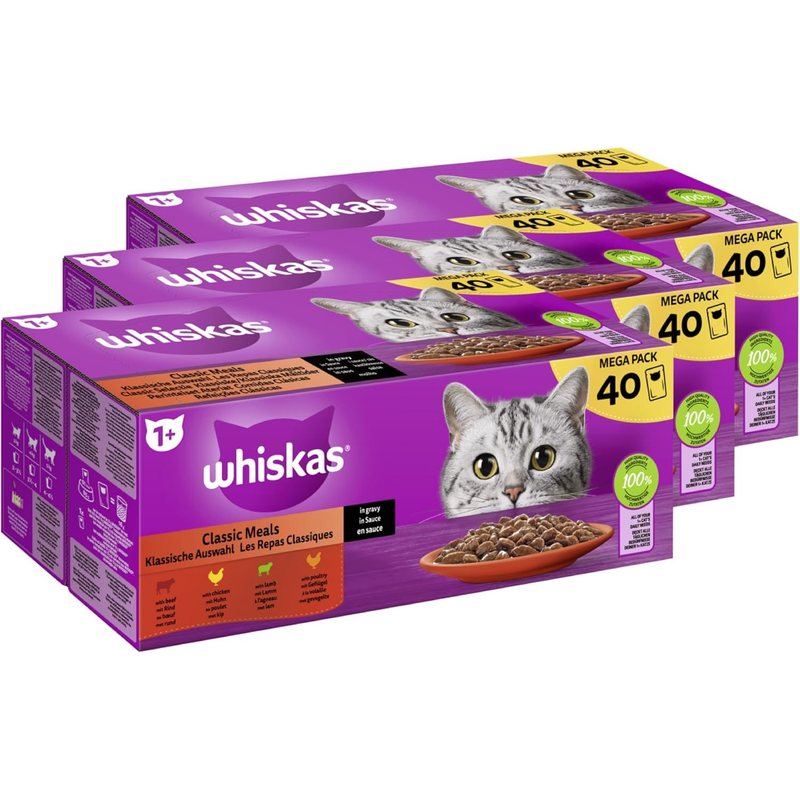 Image of Whiskas® Pouch Multipack 1+ Classic In Sauce 3 X 40 X 85g