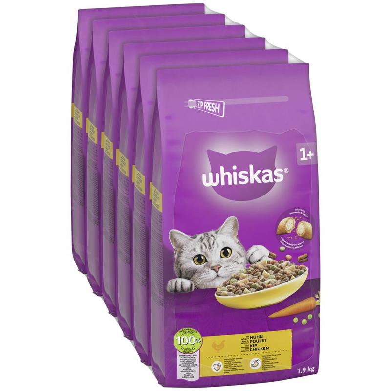 Image of Whiskas® Bag Dry Adult 1+ With Chicken 6 X 1.9kg