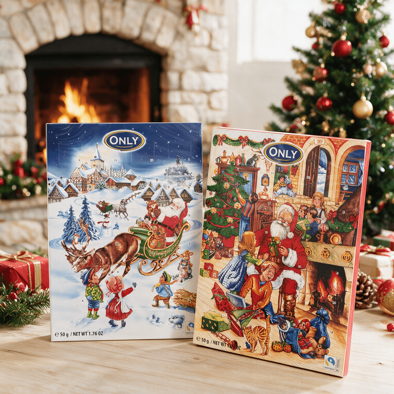 Image of 2-pack - Chocolate Advent Calendar In Christmas Design 2x 50g - Christmas Treats - Christmas Chocolate - Christmas Gifts - Christmas Snacks