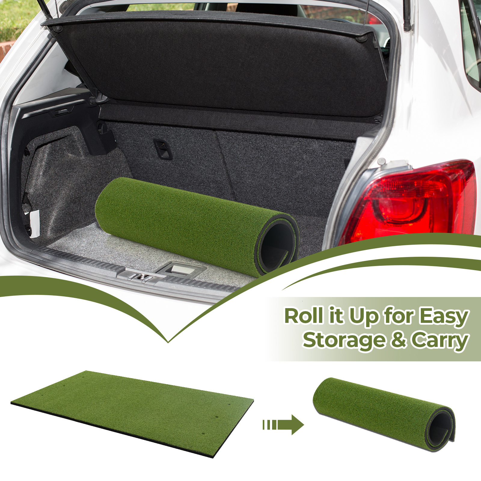 Artificial Grass Golf Training Mat with Rubber Tees