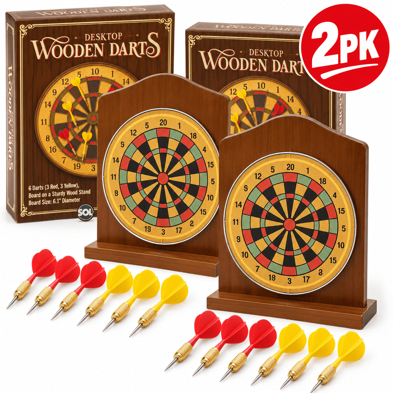 TEMU 2 Pack Desktop Dart Board Set | Christmas Gifts For Men, Gifts For Dad & Him | Secret Santa Gifts & Christmas Stocking Fillers | Wooden Mini