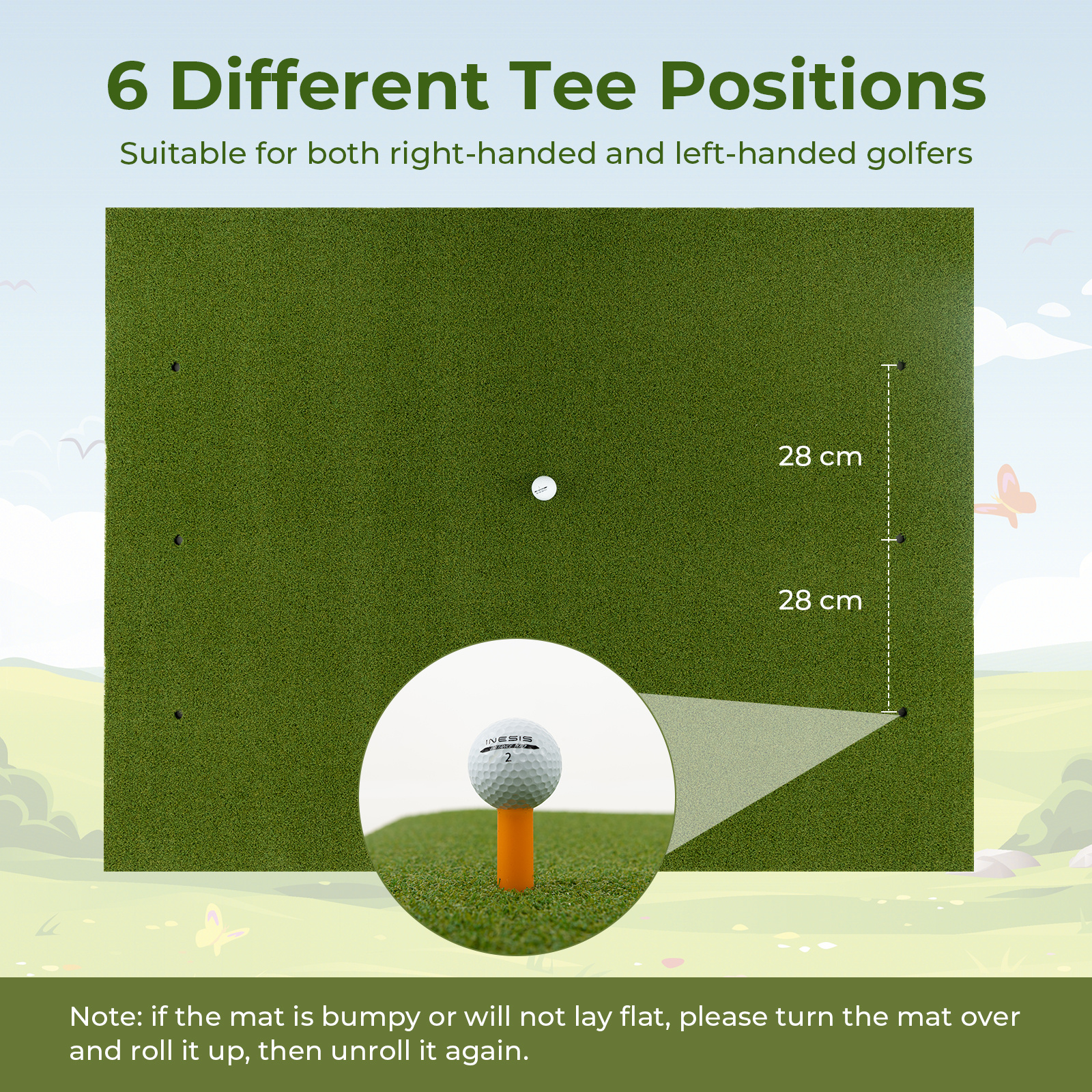 Artificial Grass Golf Training Mat with Rubber Tees