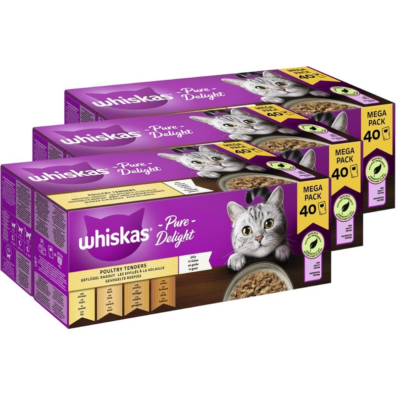 Image of Whiskas® Pouch Multipack Pure Poultry 3 X 40 X 85g