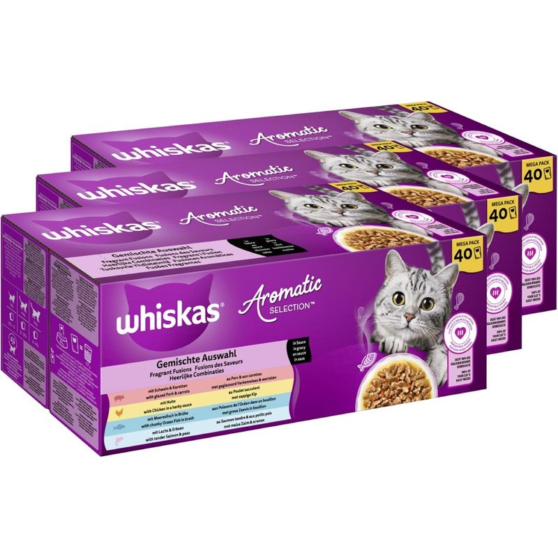 Image of Whiskas® Pouch Multipack Aromatic Mixed Assortment 3 X 40 X 85g