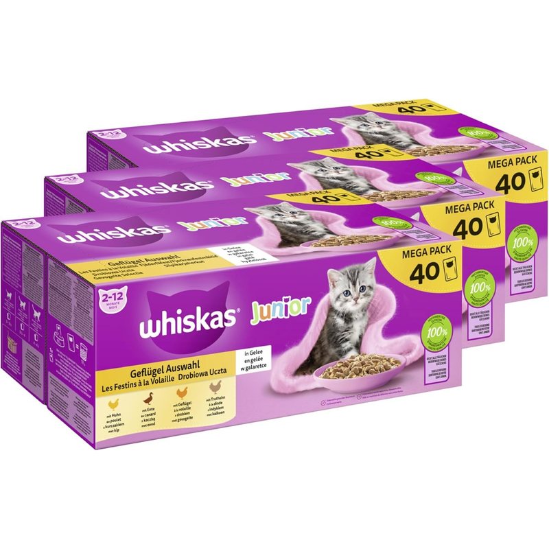Image of Whiskas® Pouch Multipack Junior Poultry 3 X 40 X 85g