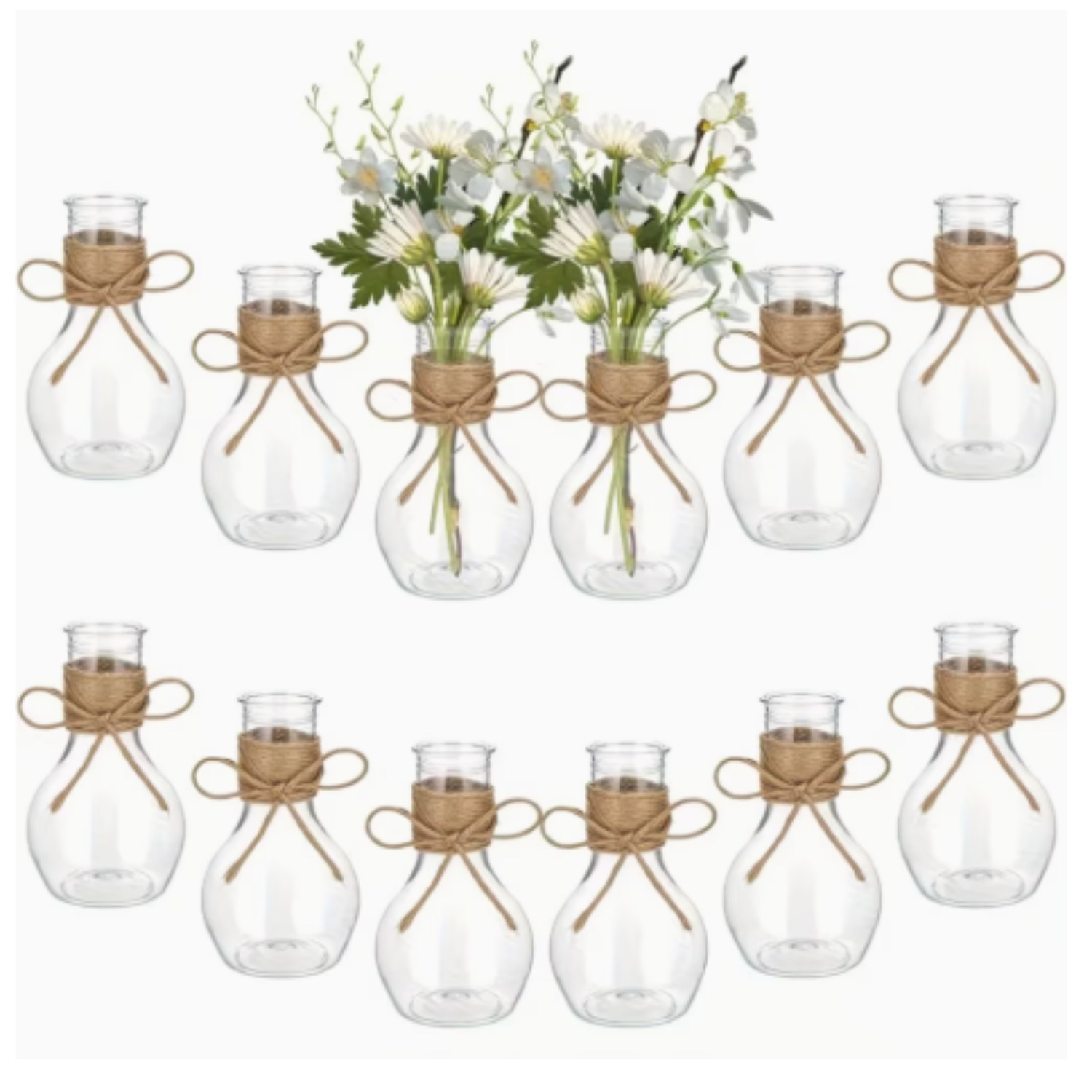 TEMU 6-piece Set Of Light Bulb-shaped Vases | Mini Vases Made Of Transparent Plastic | & Durable Material | Container For Flower Decoration | Table