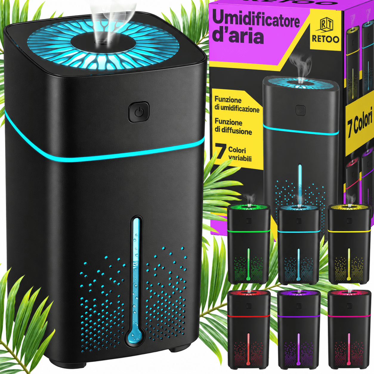 TEMU UMIDIFICATORE ULTRASUONI 1000 ML CON DIFFUSORE AROMI LED 7 COLORI, UMIDIFICATORE PER CASA ALIMENTATO VIA USB 3 W CON NEBULIZZAZIONE A UN��USCITA,