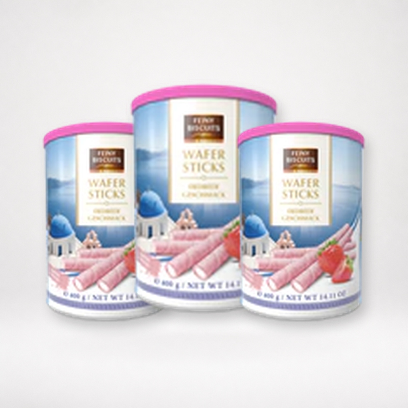 Image of Delicate Biscuits Waffle Rolls Strawberry Cream 3 × 400 G – Stock Pack