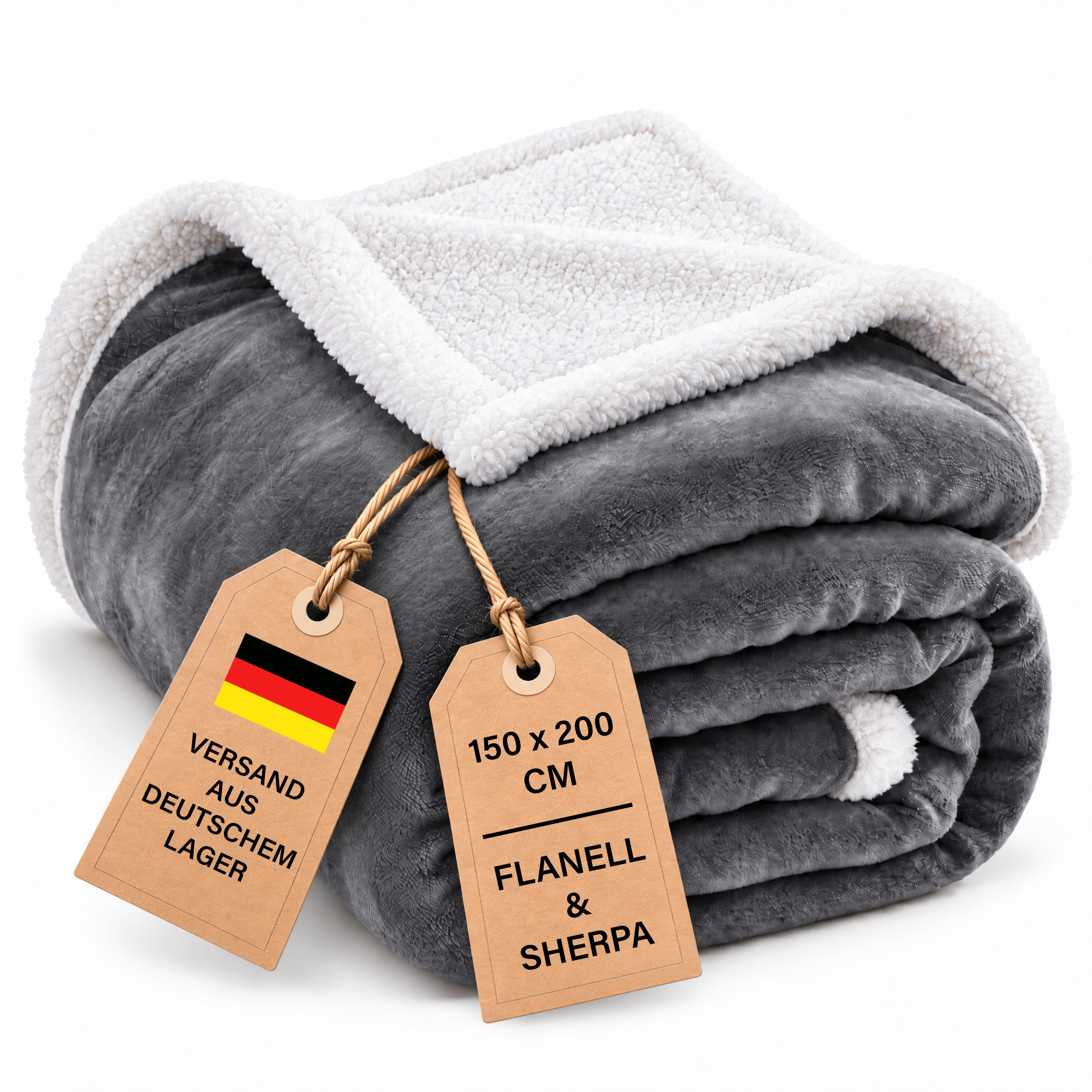 Image of Double-sided Sherpa Blanket 150 X 200 Cm - Luxurious Cuddle Blanket - Ultra Soft Plush Blanket - Flannel Fleece Blanket With Sherpa Back - 400 Gsm