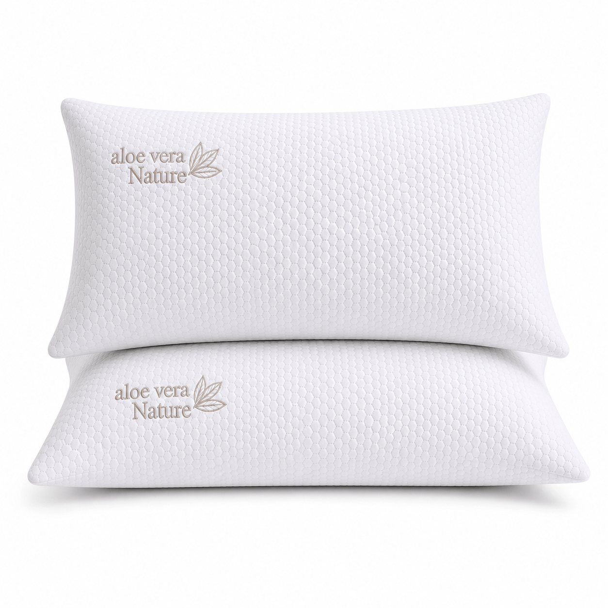 TEMU Almohada Viscoelástica de Copos con Aloe Vera, Almohada Cervical y Ergonómica, Elástica Poliéster, Transpirable, , Lavable, Alivio de Presión