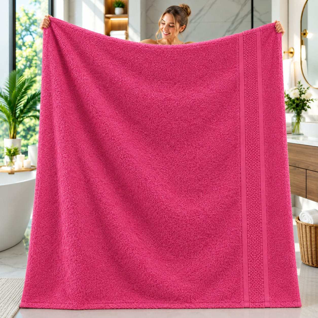 TEMU Sábana de Baño de Algodón 100x150 cm — Toalla de Baño Grande de Sin Torsión (Zero Twist) Extra y Absorbente, Secado Rápido, Varios Colores