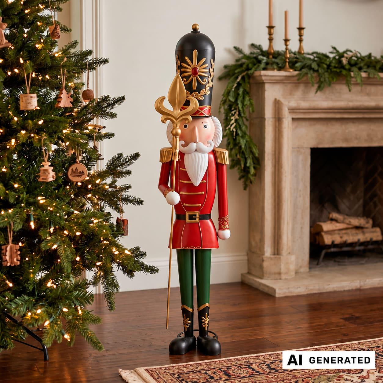 Image of Xxl Figure "nutcracker" With Scepter, Made Of Metal, Classic Christmas Decoration Soldier, 90 Cm Tall, Christmas Decor