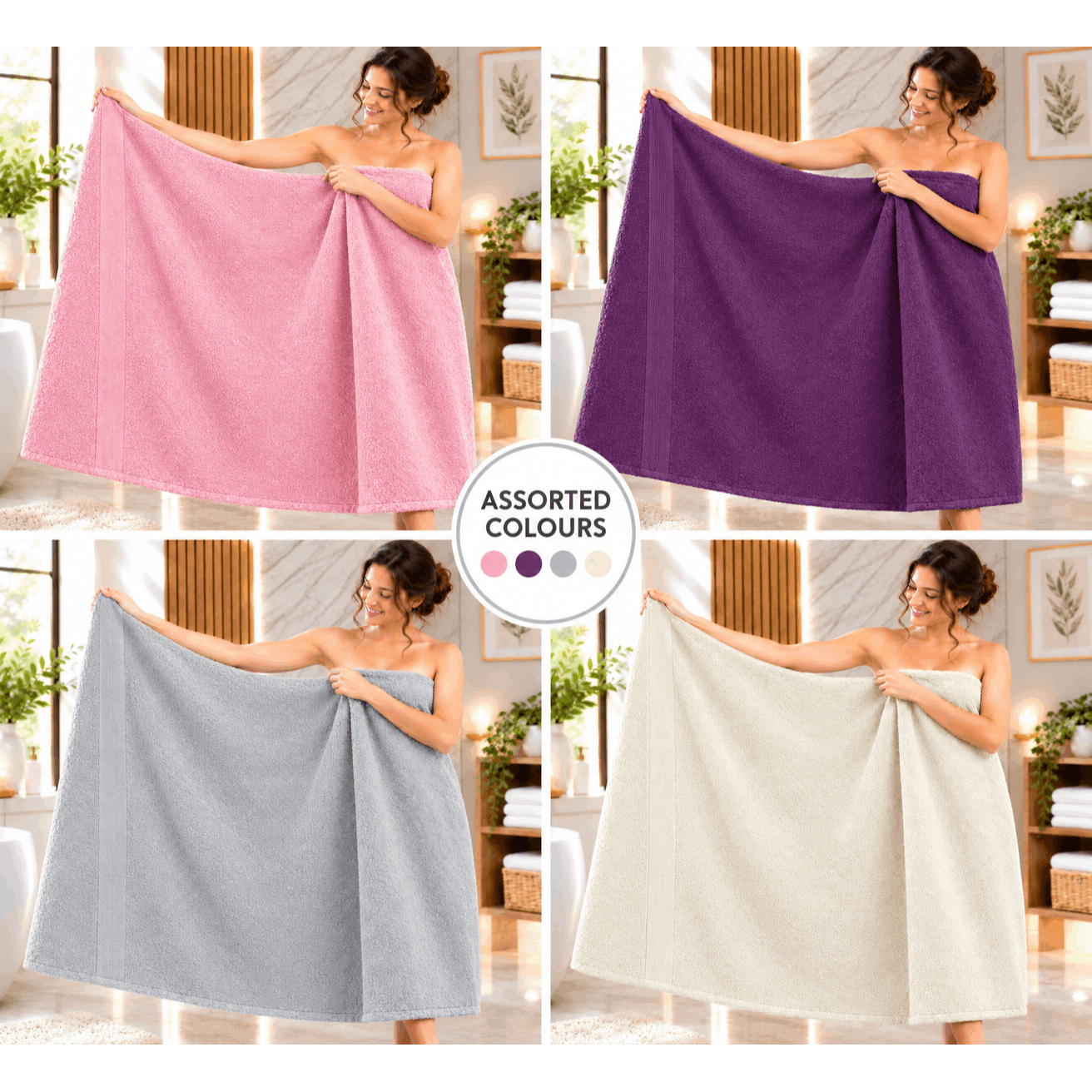 TEMU Sábana de Baño de Algodón 90x190 cm — Toalla de Baño Extra Larga de Sin Torsión (Zero Twist) y Absorbente, Secado Rápido, Varios Colores
