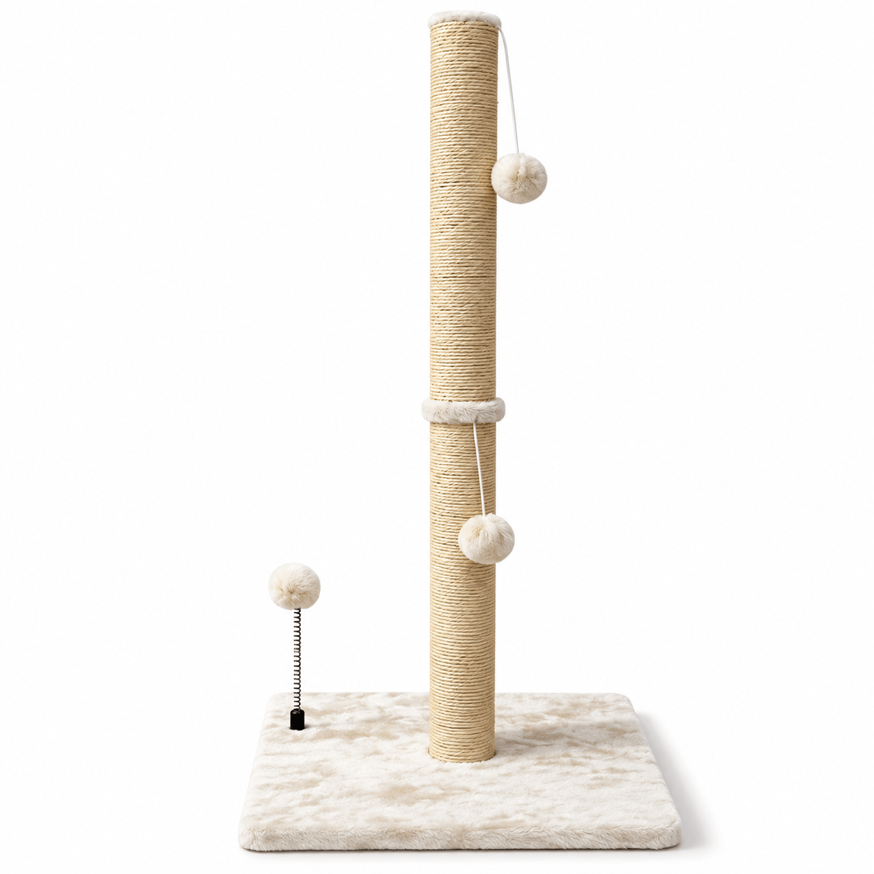 TEMU Griffoir pour chat avec 3 balles de jeu, poteau à et base carrée en peluche grise, 40 × 40 × 86 cm