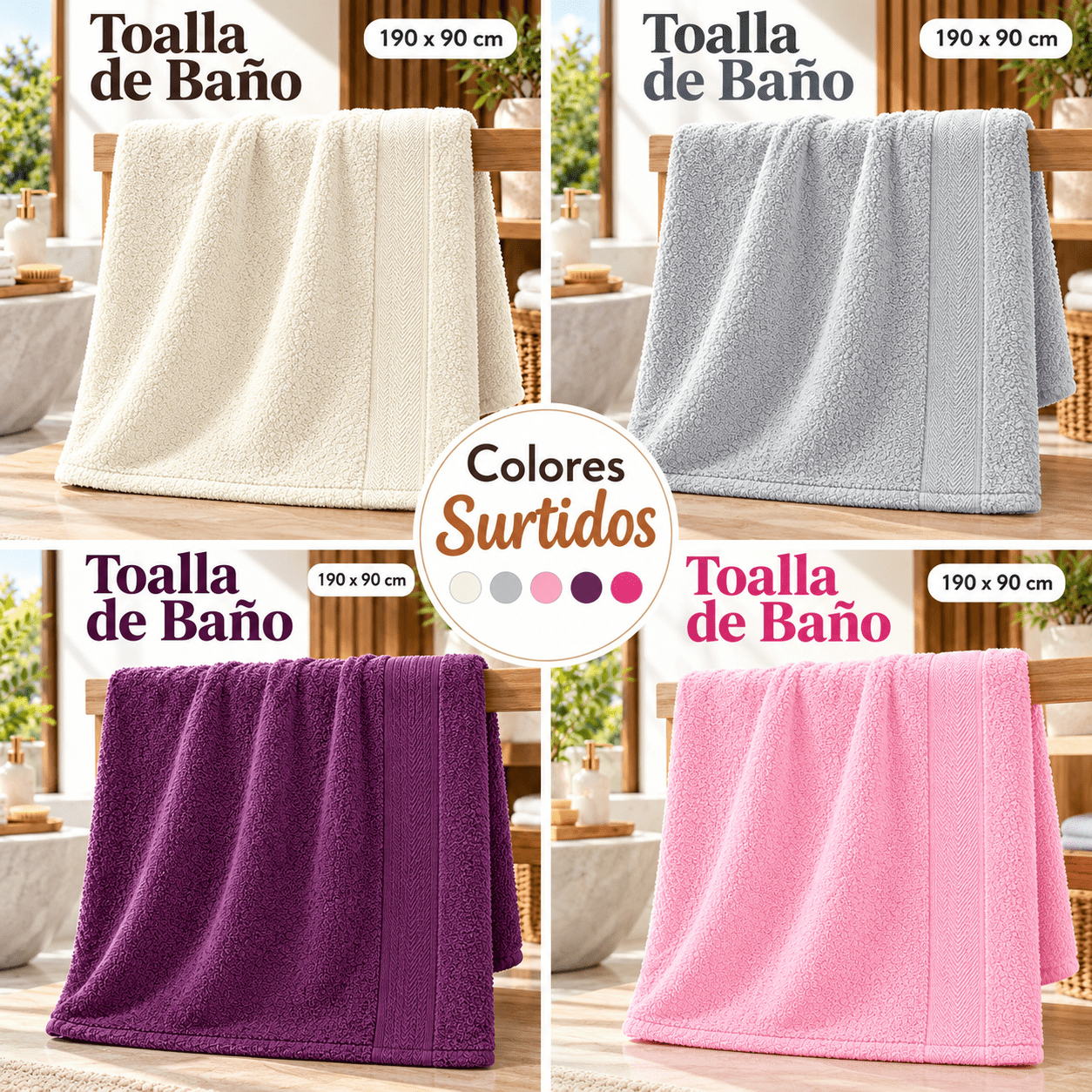 TEMU Toalla de Baño XL Extra Larga 90x190 cm — Sábana de Baño de Algodón Sin Torsión de que Cubre por Completo, de Spa, Varios Colores