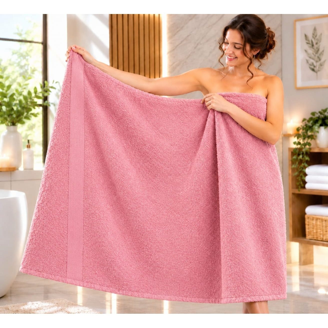 TEMU Sábana de Baño de Algodón 90x190 cm — Toalla de Baño Extra Larga de Sin Torsión (Zero Twist) y Absorbente, Secado Rápido, Varios Colores