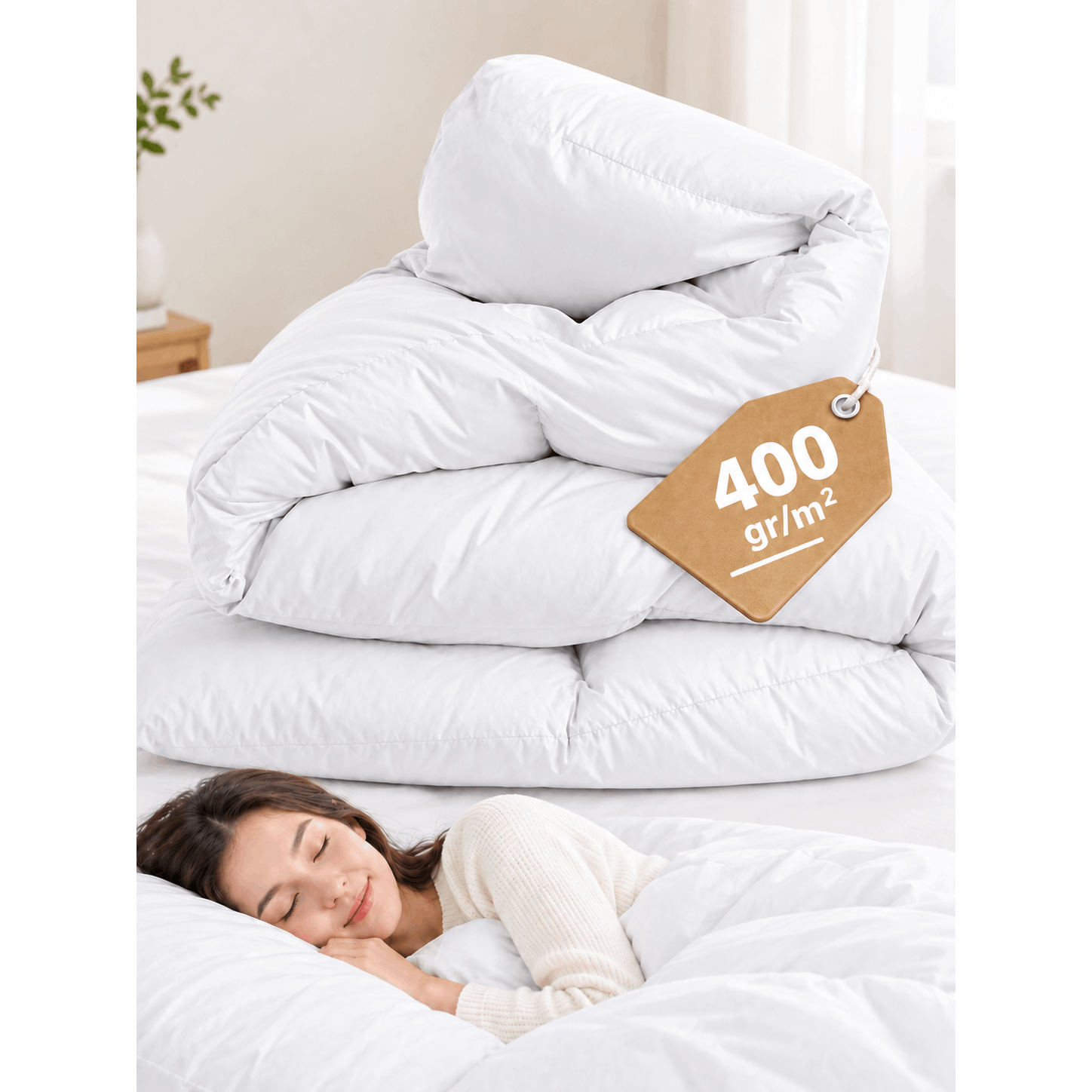 TEMU Edredón Nórdico 400 g/m² con Relleno de Fibra, y con Tejido Transpirable, para Camas Individuales y Dobles 90–150 cm