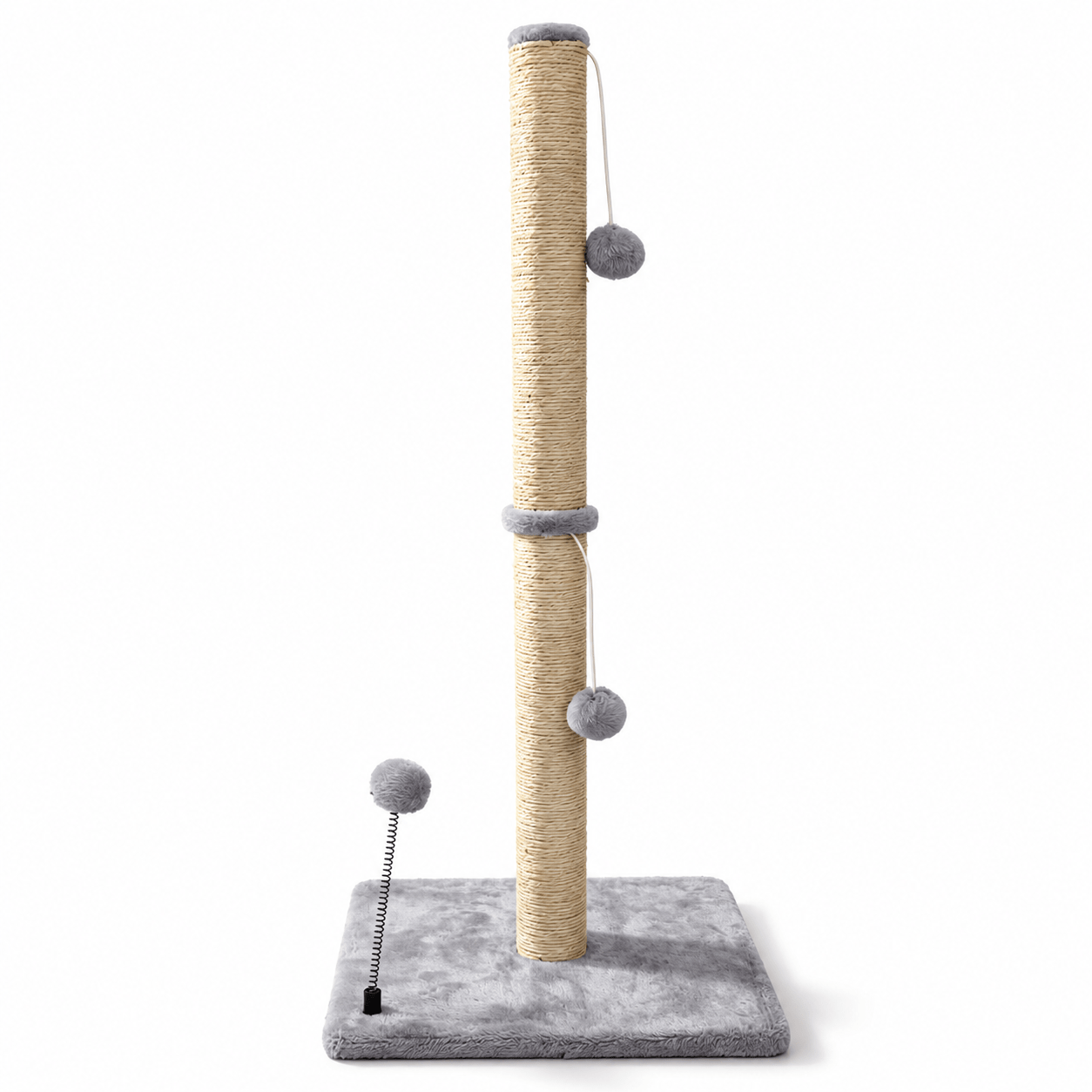 TEMU Griffoir pour chat avec 3 balles de jeu, poteau à et base carrée en peluche grise, 40 × 40 × 86 cm