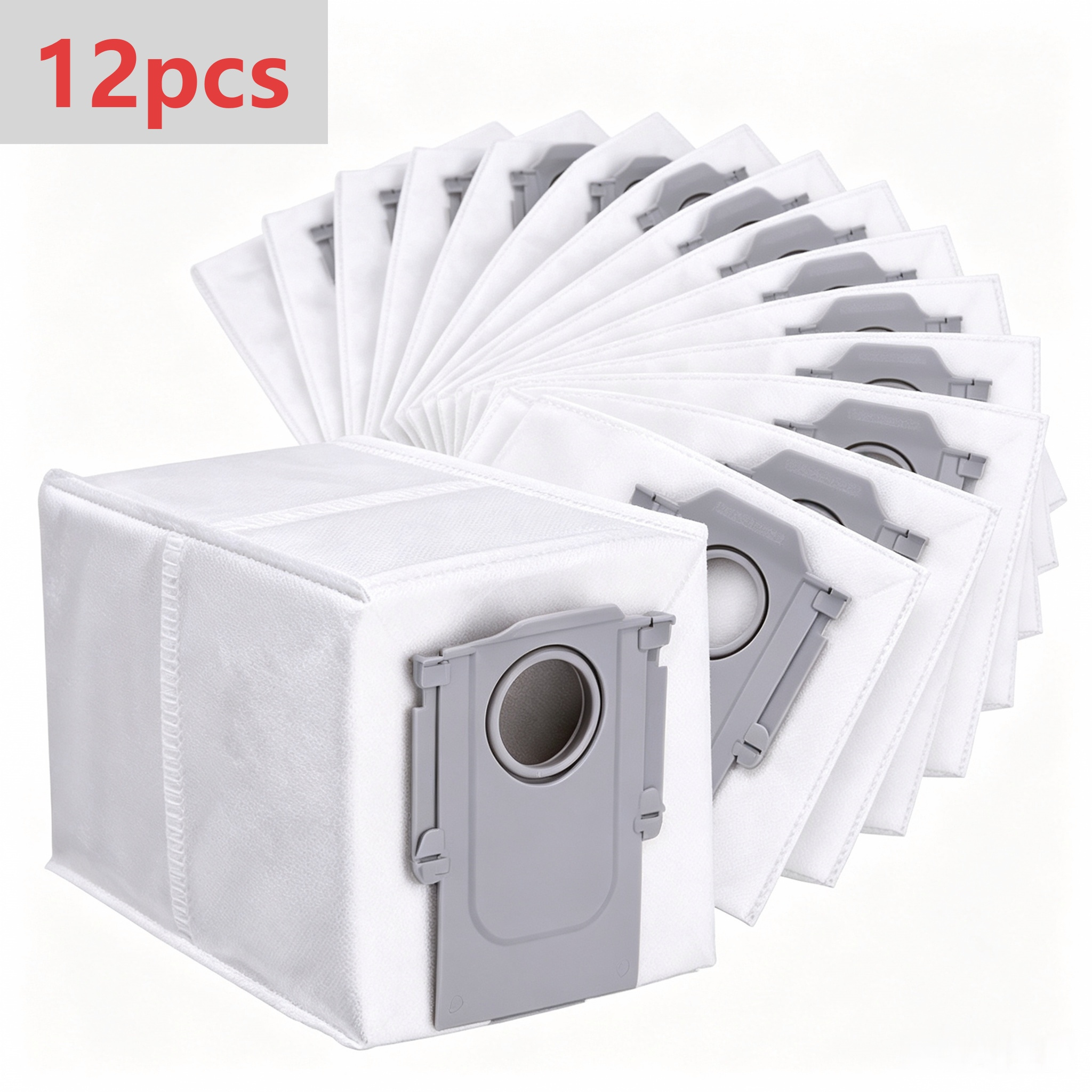TEMU 12 Pack Replacement Dust Bags For Self Empty Robot Vacuum, 4-layer High Filtration Self-sealing Disposable Dust Bag, Leak-proof Vacuum Dust Bags